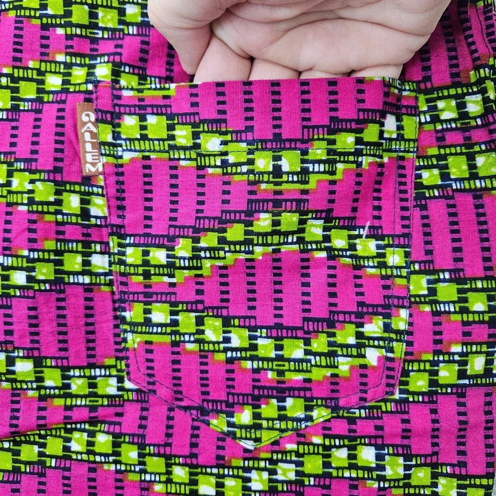 NEW Nallem Shorts Men's XL Pink Green Geometric Ankara Print African Fashion NWT